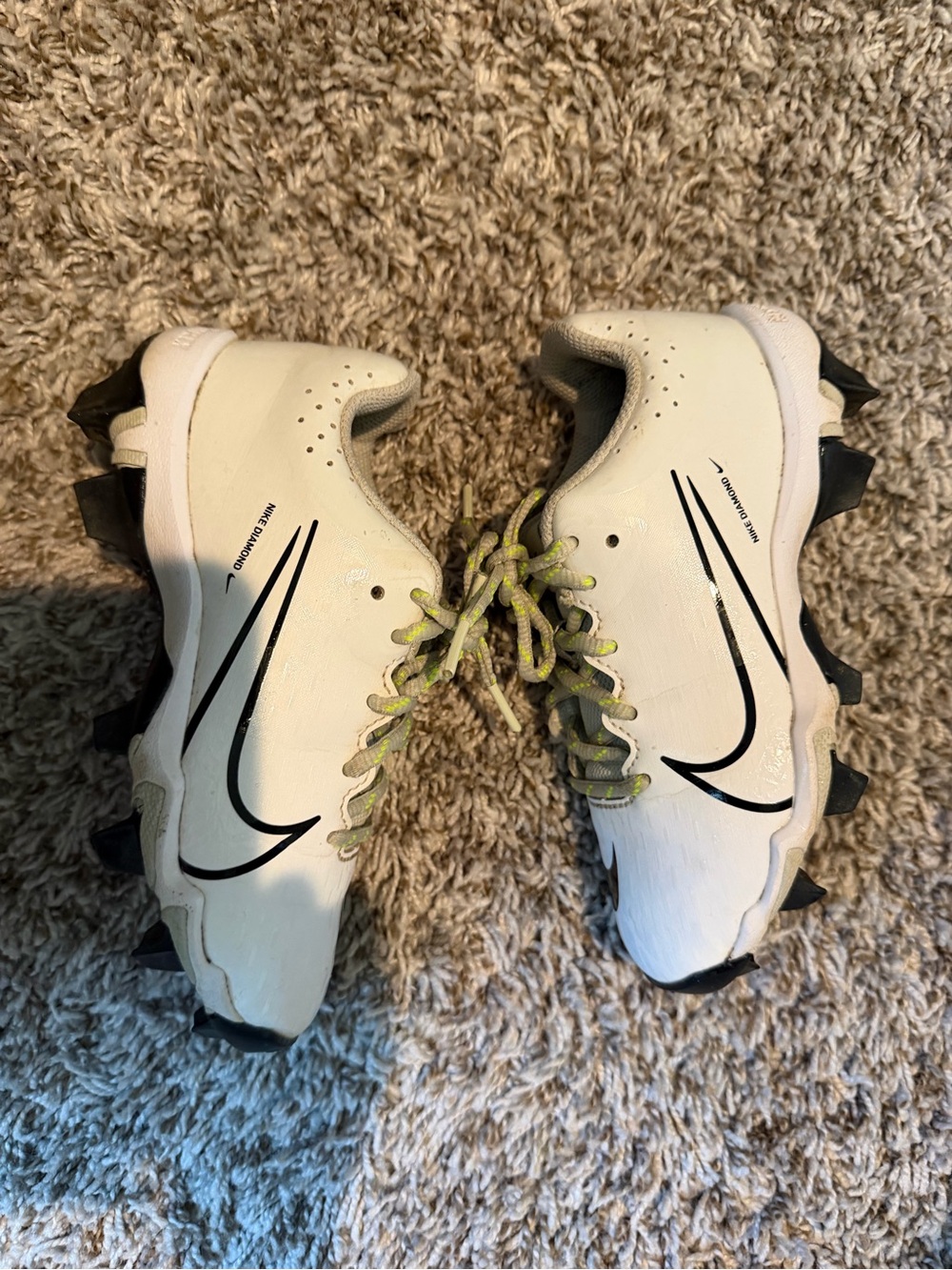 Nike Kids White Sneakers with Neon Green Accents - Picture 2 of 3